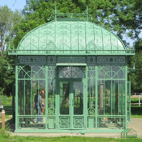 Outdoor steel Frame glass garden greenhouse